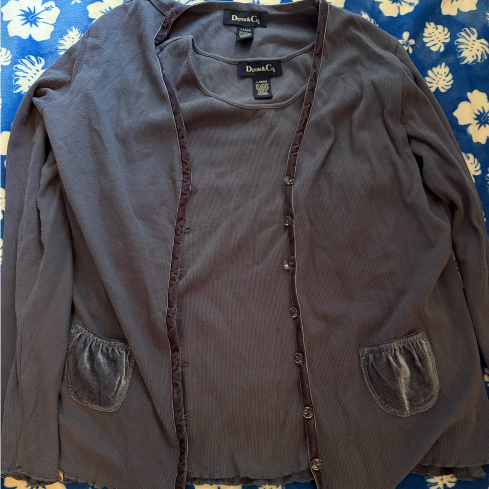 Denim&Co Women's Blue-Gray Cardigan